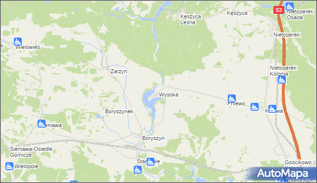 mapa Wysoka gmina Międzyrzecz, Wysoka gmina Międzyrzecz na mapie Targeo