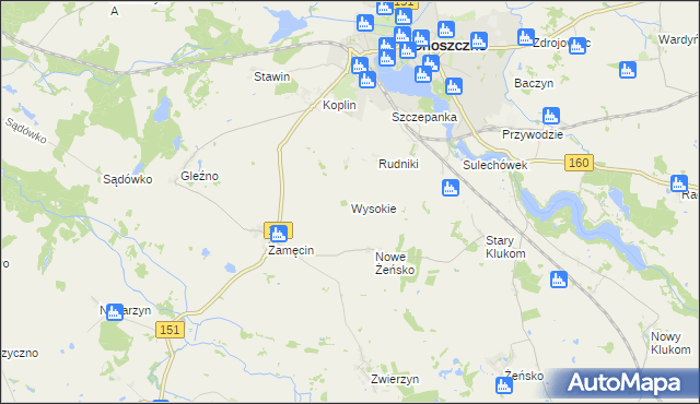mapa Wysokie gmina Choszczno, Wysokie gmina Choszczno na mapie Targeo