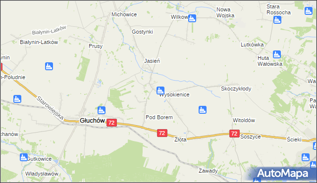 mapa Wysokienice, Wysokienice na mapie Targeo