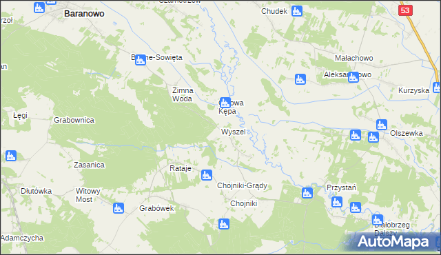 mapa Wyszel, Wyszel na mapie Targeo