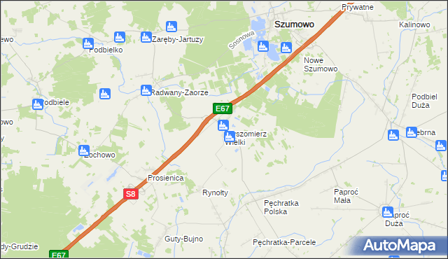 mapa Wyszomierz Wielki, Wyszomierz Wielki na mapie Targeo
