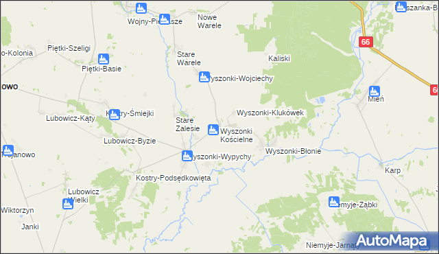 mapa Wyszonki Kościelne, Wyszonki Kościelne na mapie Targeo