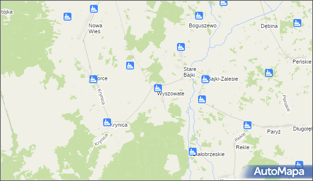 mapa Wyszowate gmina Trzcianne, Wyszowate gmina Trzcianne na mapie Targeo