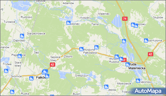 mapa Wyszyna Fałkowska, Wyszyna Fałkowska na mapie Targeo