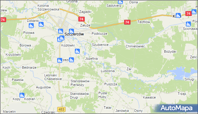 mapa Żabczanka, Żabczanka na mapie Targeo