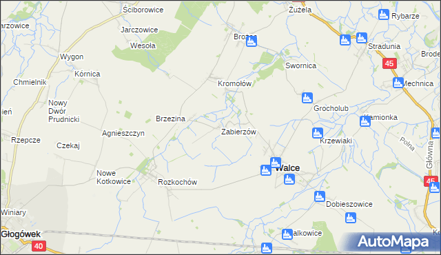 mapa Zabierzów gmina Walce, Zabierzów gmina Walce na mapie Targeo