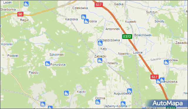 mapa Zabieżki, Zabieżki na mapie Targeo