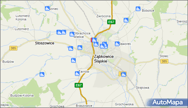 mapa Ząbkowice Śląskie, Ząbkowice Śląskie na mapie Targeo