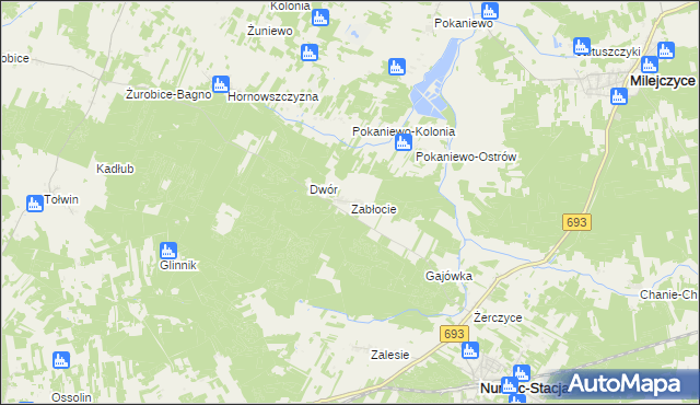 mapa Zabłocie gmina Nurzec-Stacja, Zabłocie gmina Nurzec-Stacja na mapie Targeo