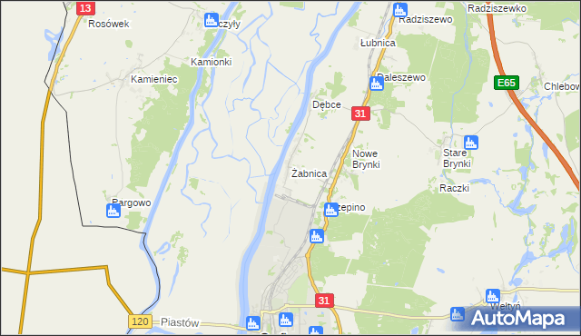 mapa Żabnica gmina Gryfino, Żabnica gmina Gryfino na mapie Targeo