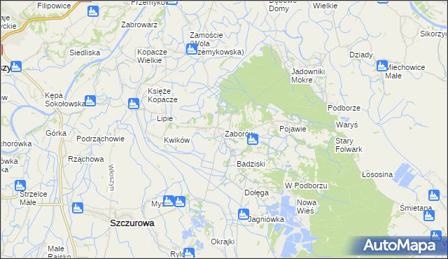 mapa Zaborów gmina Szczurowa, Zaborów gmina Szczurowa na mapie Targeo