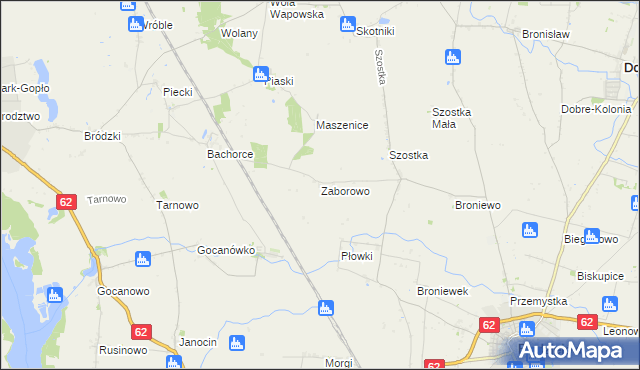 mapa Zaborowo gmina Kruszwica, Zaborowo gmina Kruszwica na mapie Targeo