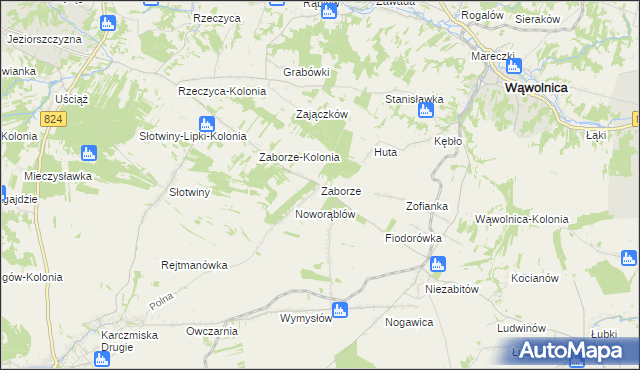 mapa Zaborze gmina Karczmiska, Zaborze gmina Karczmiska na mapie Targeo