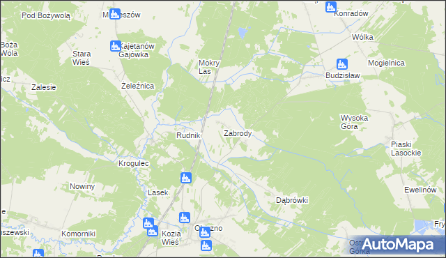 mapa Zabrody gmina Krasocin, Zabrody gmina Krasocin na mapie Targeo