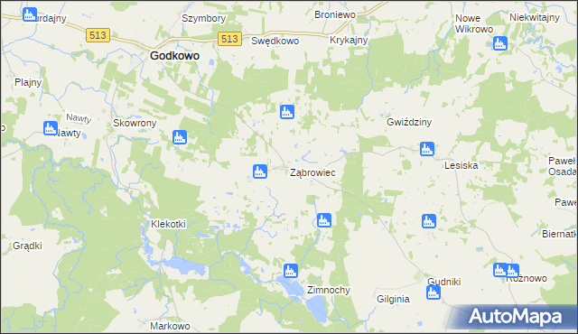 mapa Ząbrowiec, Ząbrowiec na mapie Targeo