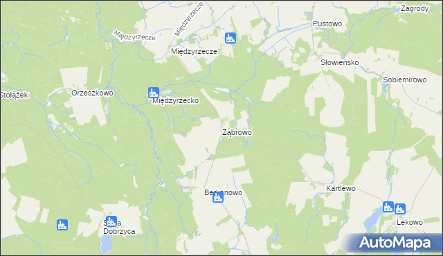 mapa Ząbrowo gmina Świdwin, Ząbrowo gmina Świdwin na mapie Targeo