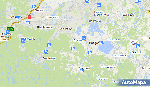 mapa Zachełmie gmina Podgórzyn, Zachełmie gmina Podgórzyn na mapie Targeo