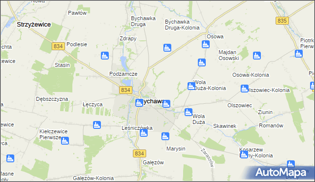 mapa Zadębie gmina Bychawa, Zadębie gmina Bychawa na mapie Targeo