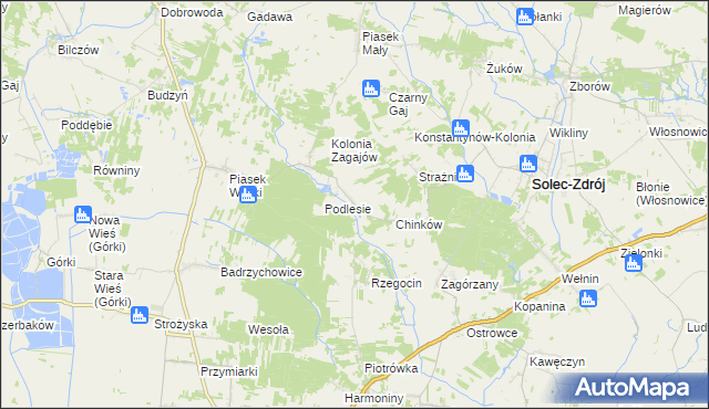 mapa Zagajów gmina Solec-Zdrój, Zagajów gmina Solec-Zdrój na mapie Targeo