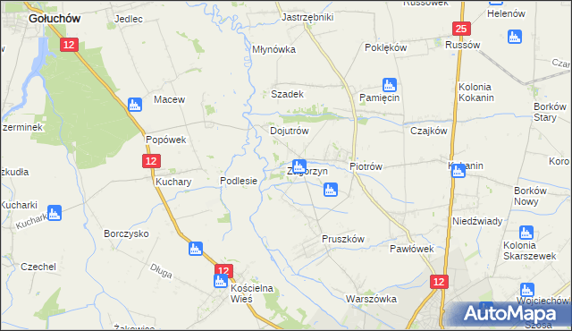 mapa Zagorzyn gmina Blizanów, Zagorzyn gmina Blizanów na mapie Targeo