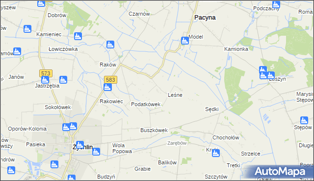 mapa Zagroby gmina Żychlin, Zagroby gmina Żychlin na mapie Targeo