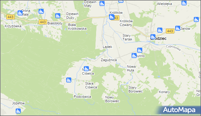 mapa Zaguźnica, Zaguźnica na mapie Targeo