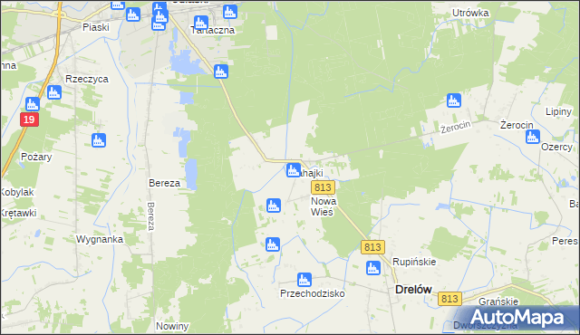 mapa Zahajki gmina Drelów, Zahajki gmina Drelów na mapie Targeo