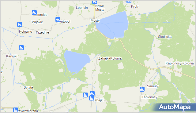 mapa Zahajki-Kolonia, Zahajki-Kolonia na mapie Targeo