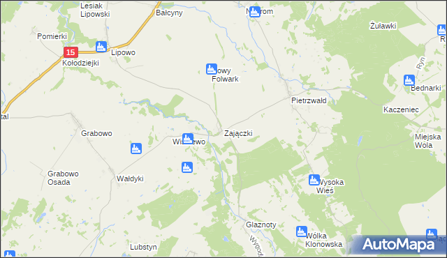 mapa Zajączki gmina Ostróda, Zajączki gmina Ostróda na mapie Targeo
