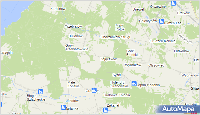 mapa Zajączków gmina Mniszków, Zajączków gmina Mniszków na mapie Targeo