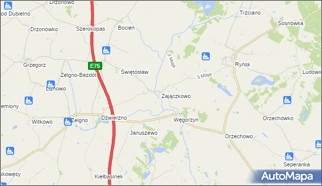 mapa Zajączkowo gmina Chełmża, Zajączkowo gmina Chełmża na mapie Targeo