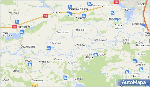 mapa Zakalew, Zakalew na mapie Targeo