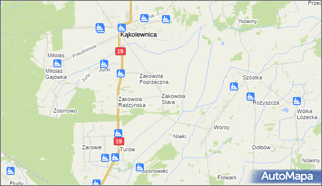 mapa Żakowola Stara, Żakowola Stara na mapie Targeo