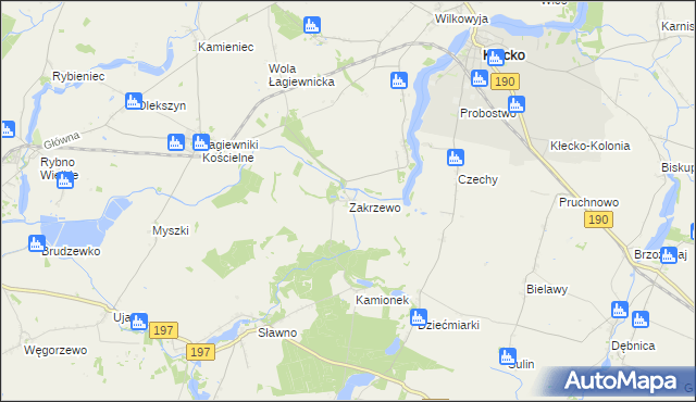 mapa Zakrzewo gmina Kłecko, Zakrzewo gmina Kłecko na mapie Targeo