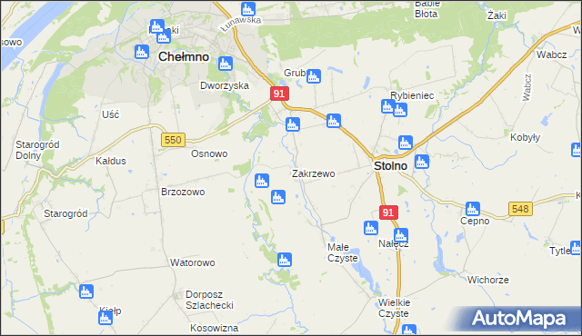 mapa Zakrzewo gmina Stolno, Zakrzewo gmina Stolno na mapie Targeo