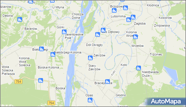 mapa Zakrzów gmina Łaziska, Zakrzów gmina Łaziska na mapie Targeo