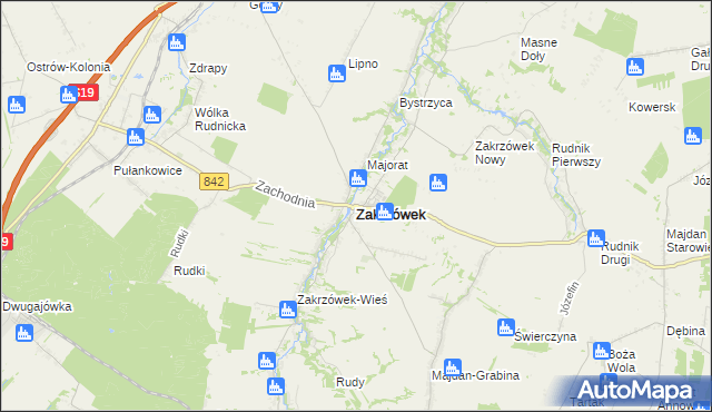 mapa Zakrzówek powiat kraśnicki, Zakrzówek powiat kraśnicki na mapie Targeo