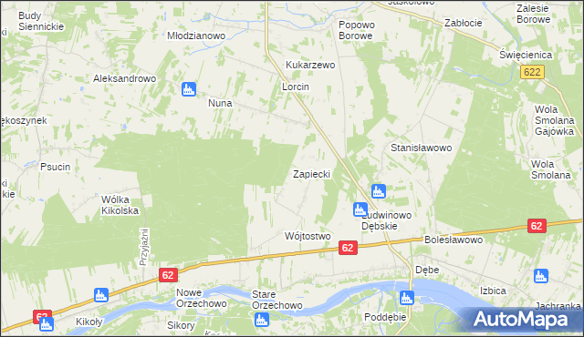 mapa Zapiecki gmina Pomiechówek, Zapiecki gmina Pomiechówek na mapie Targeo
