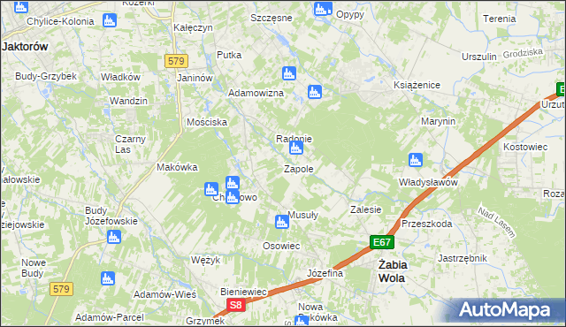 mapa Zapole gmina Grodzisk Mazowiecki, Zapole gmina Grodzisk Mazowiecki na mapie Targeo