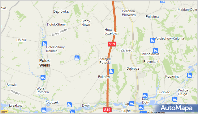 mapa Zarajec Potocki, Zarajec Potocki na mapie Targeo