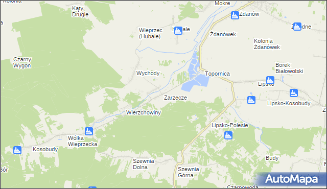 mapa Zarzecze gmina Zamość, Zarzecze gmina Zamość na mapie Targeo