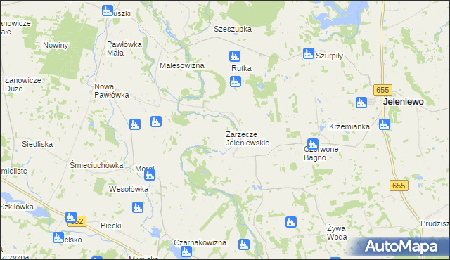 mapa Zarzecze Jeleniewskie, Zarzecze Jeleniewskie na mapie Targeo