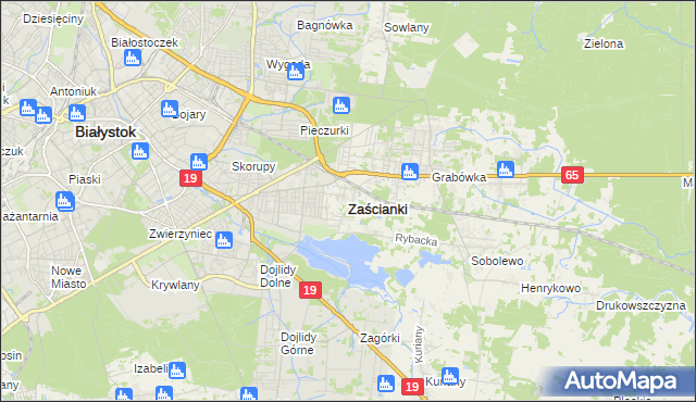 mapa Zaścianki gmina Supraśl, Zaścianki gmina Supraśl na mapie Targeo