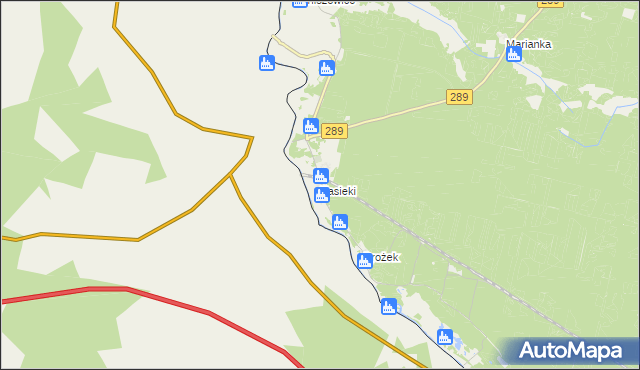 mapa Zasieki, Zasieki na mapie Targeo