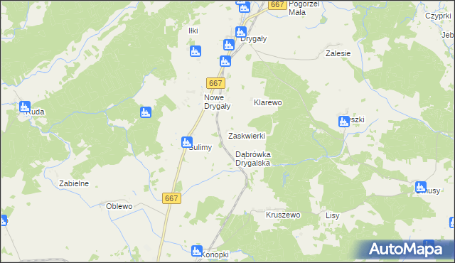 mapa Zaskwierki, Zaskwierki na mapie Targeo