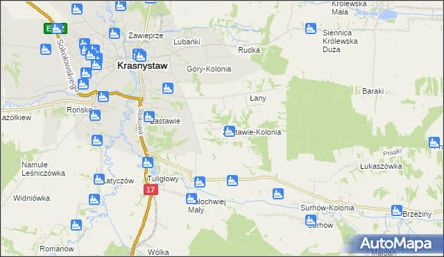 mapa Zastawie-Kolonia, Zastawie-Kolonia na mapie Targeo