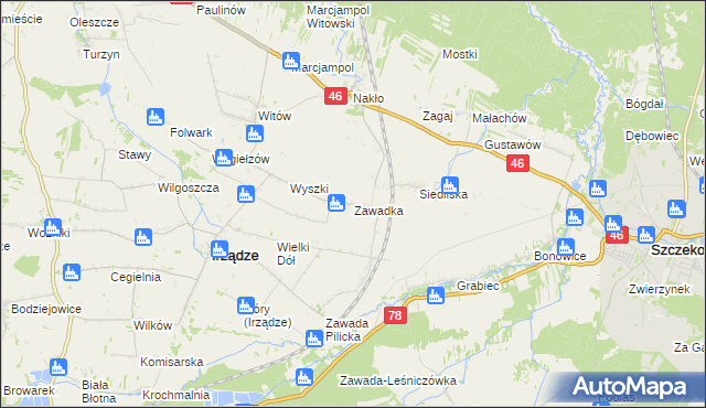 mapa Zawadka gmina Irządze, Zawadka gmina Irządze na mapie Targeo