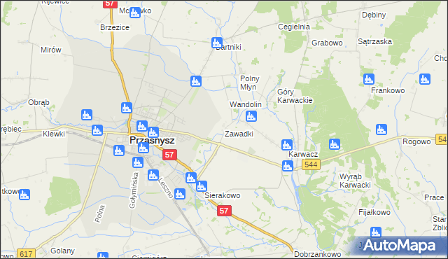 mapa Zawadki gmina Przasnysz, Zawadki gmina Przasnysz na mapie Targeo