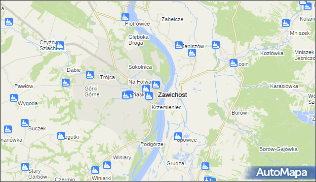mapa Zawichost, Zawichost na mapie Targeo