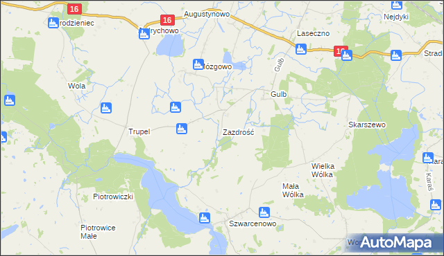 mapa Zazdrość gmina Iława, Zazdrość gmina Iława na mapie Targeo